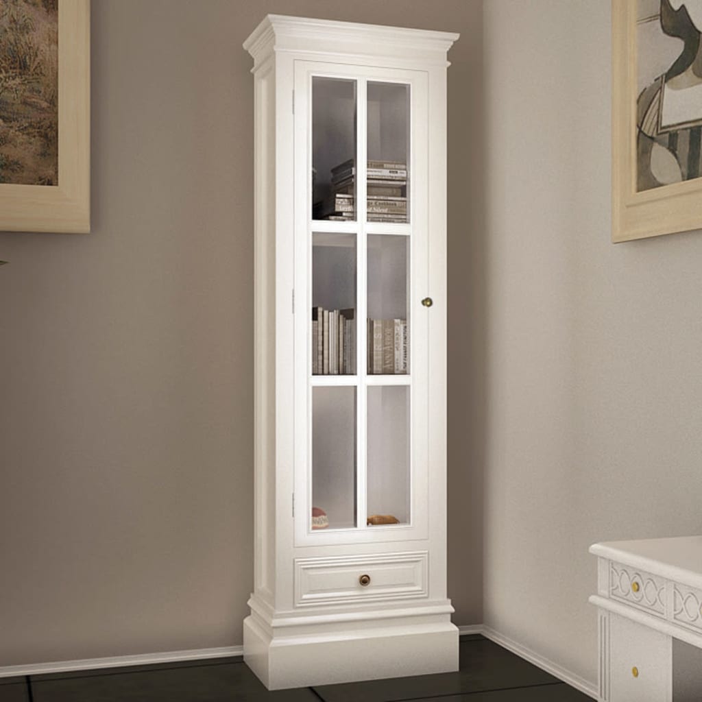 Chic Bookcase Cabinet with 3 Shelves White Wooden- Bookcases & Standing Shelves - HomeShopIreland - Home Shop Ireland - Bookcases & Standing Shelves - Chic Bookcase Cabinet with 3 Shelves White Wooden