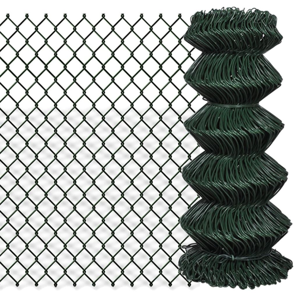 Chain Link Fence Steel 0,8x25 m Green- Fence Panels - HomeShopIreland - Home Shop Ireland - Fence Panels - Chain Link Fence Steel 0,8x25 m Green