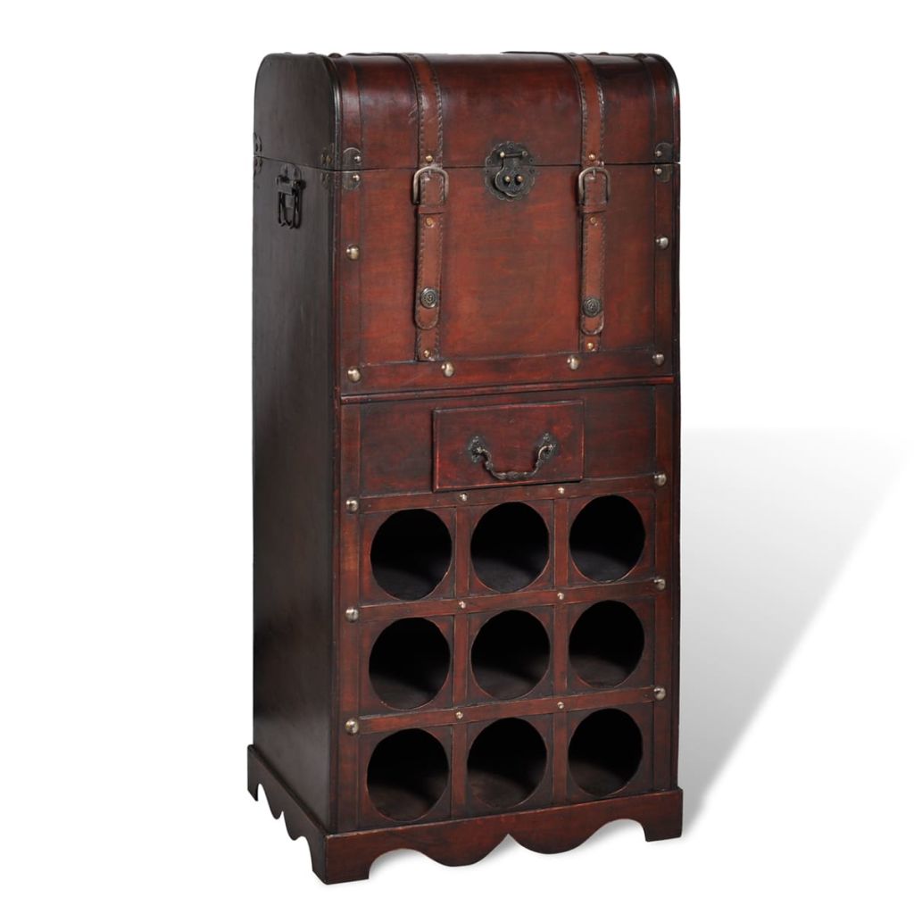 Wooden Wine Rack for 9 Bottles with Storage- Wine Racks - HomeShopIreland - Home Shop Ireland - Wine Racks - Wooden Wine Rack for 9 Bottles with Storage