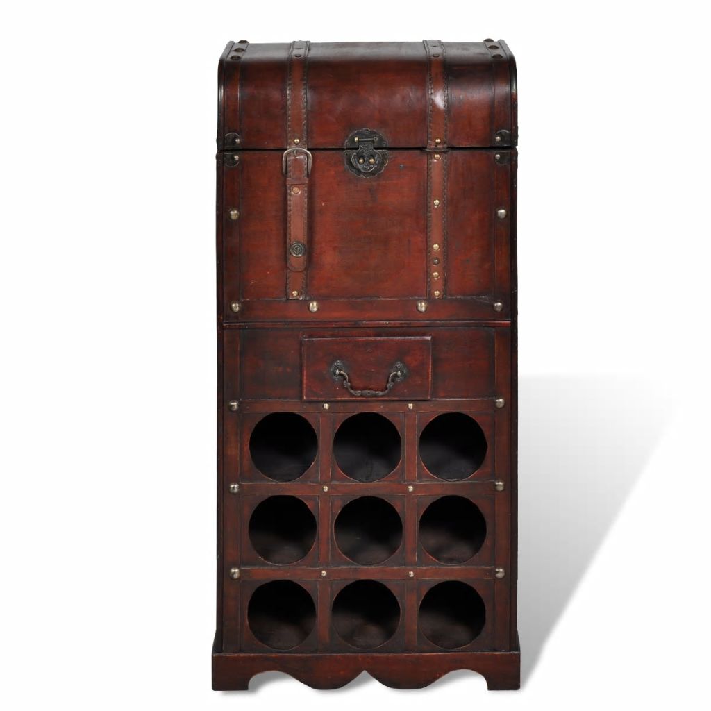 Wooden Wine Rack for 9 Bottles with Storage- Wine Racks - HomeShopIreland - Home Shop Ireland - Wine Racks - Wooden Wine Rack for 9 Bottles with Storage