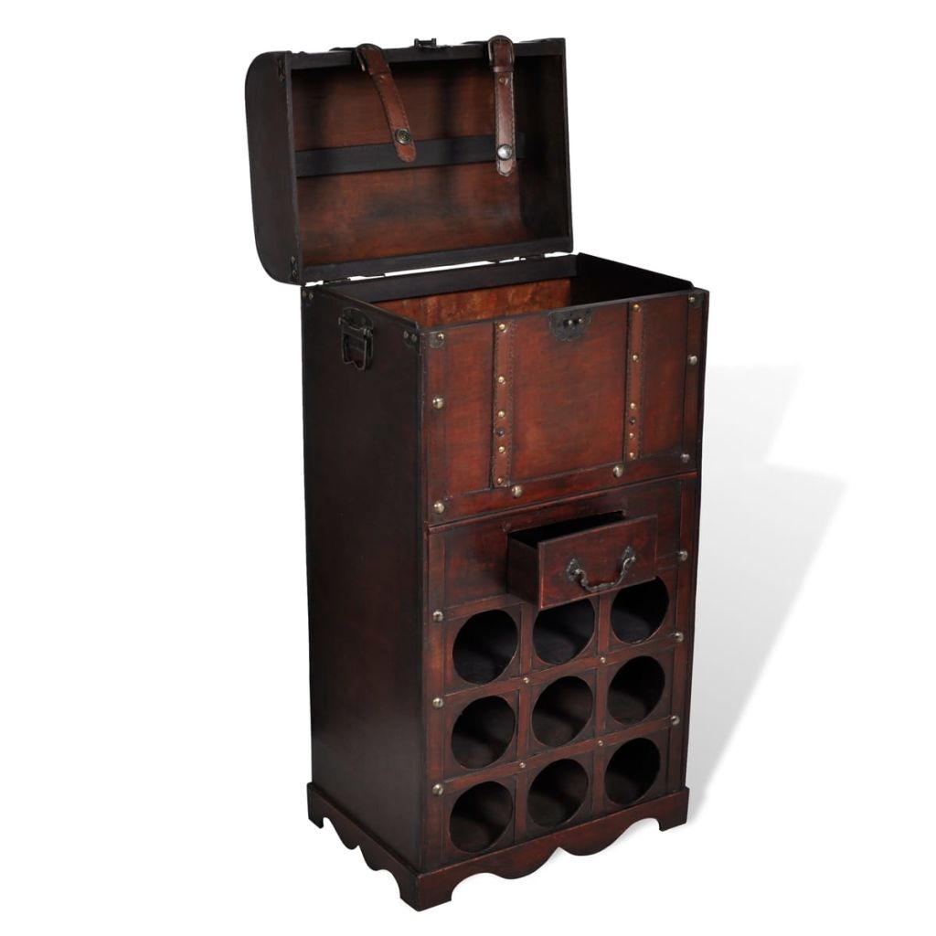 Wooden Wine Rack for 9 Bottles with Storage- Wine Racks - HomeShopIreland - Home Shop Ireland - Wine Racks - Wooden Wine Rack for 9 Bottles with Storage
