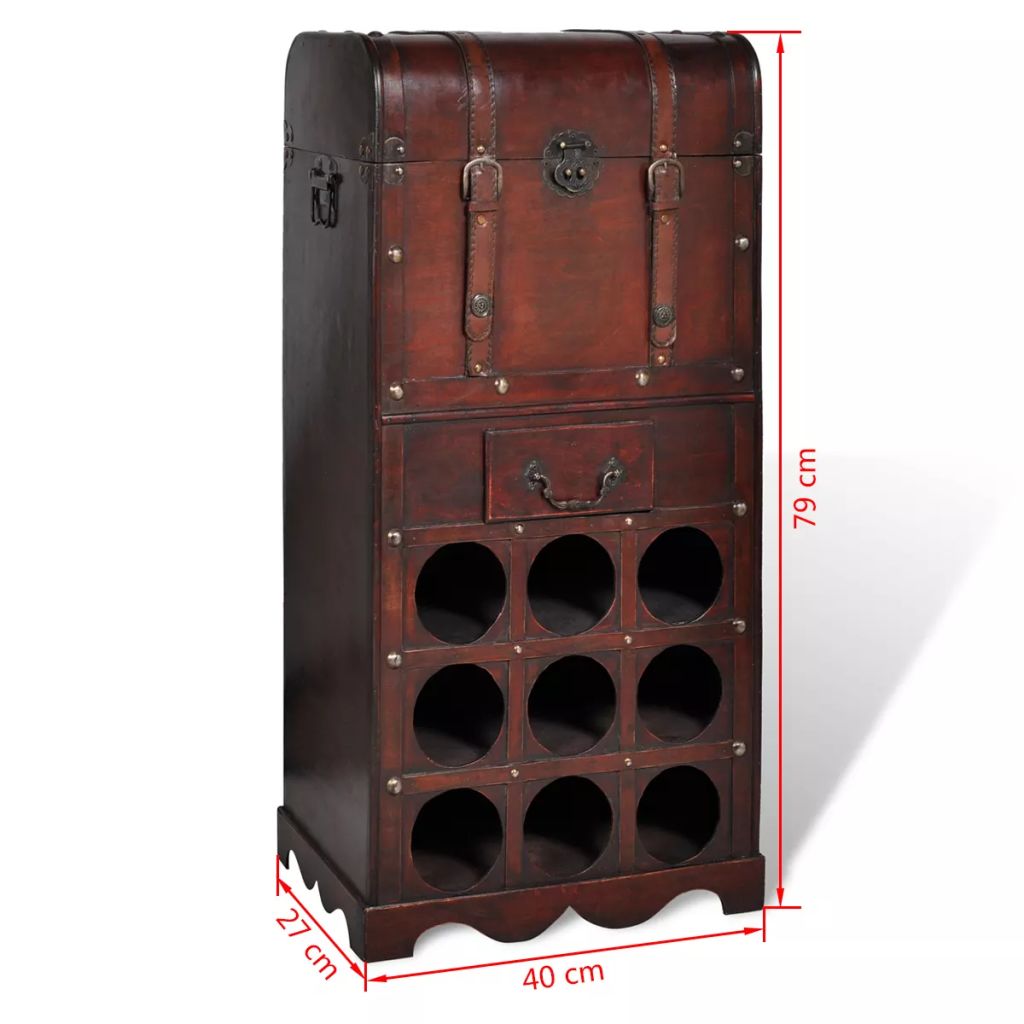 Wooden Wine Rack for 9 Bottles with Storage- Wine Racks - HomeShopIreland - Home Shop Ireland - Wine Racks - Wooden Wine Rack for 9 Bottles with Storage
