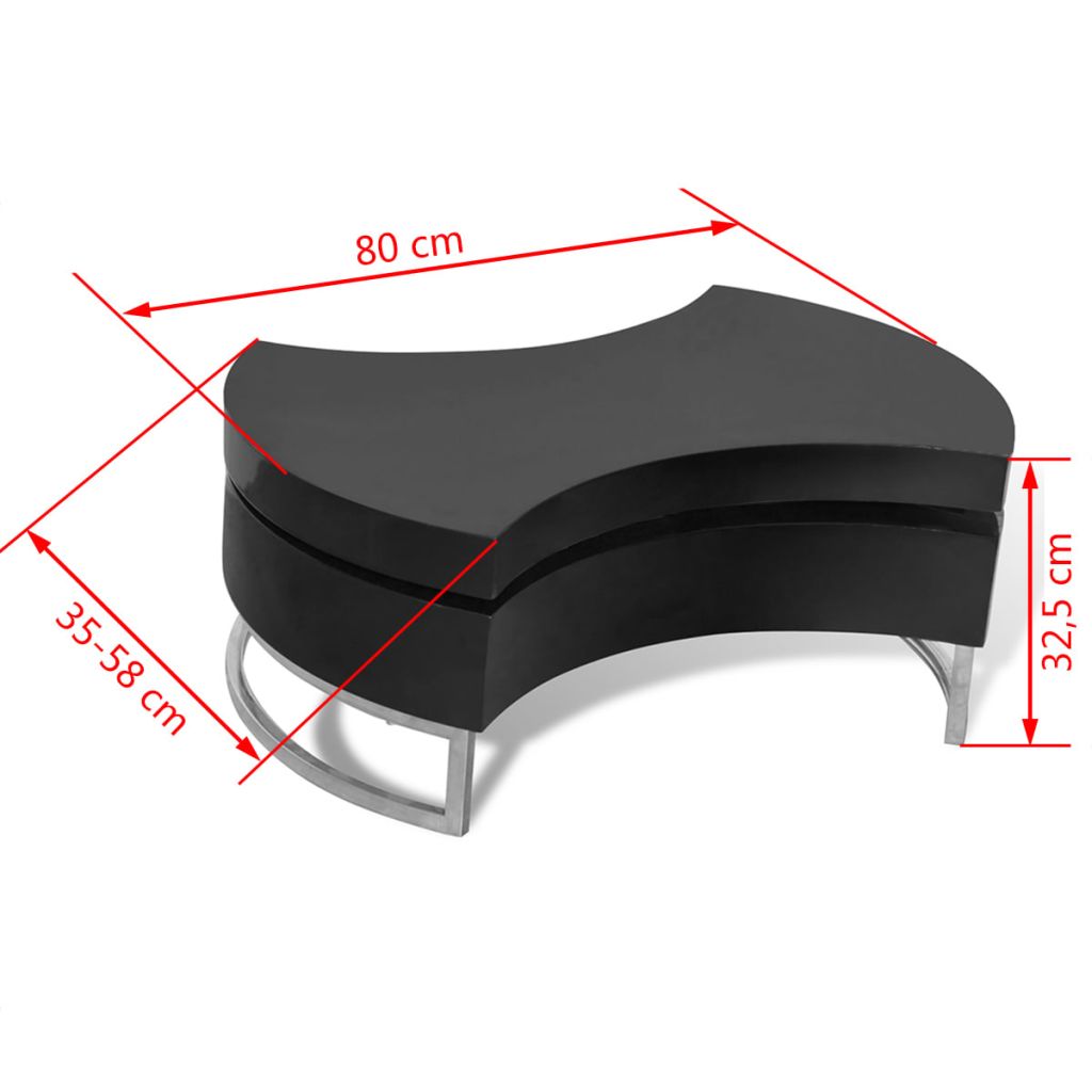 Coffee Table Shape-Adjustable High Gloss Black- Coffee Tables - HomeShopIreland - Home Shop Ireland - Coffee Tables - Coffee Table Shape-Adjustable High Gloss Black