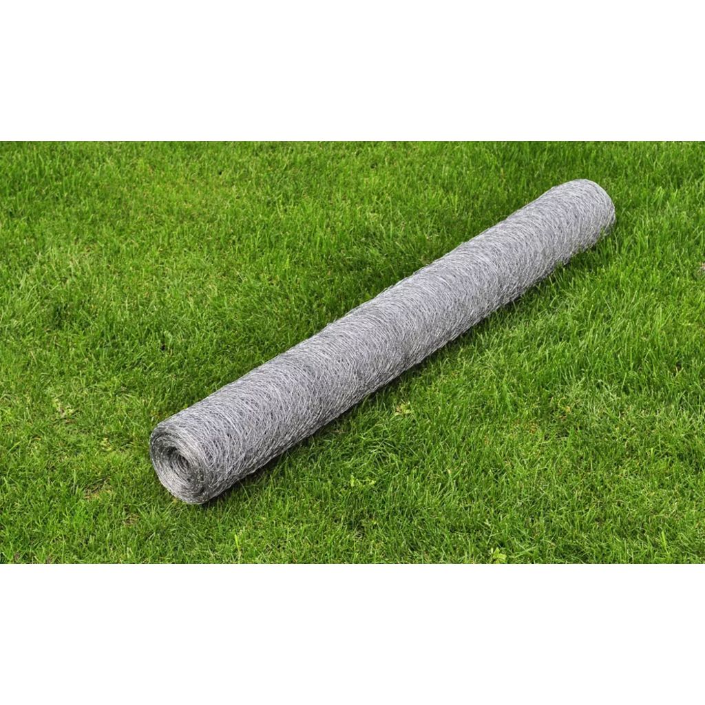 Chicken Wire Fence Galvanised Steel 25x1 m Silver- Fence Panels - HomeShopIreland - Home Shop Ireland - Fence Panels - Chicken Wire Fence Galvanised Steel 25x1 m Silver