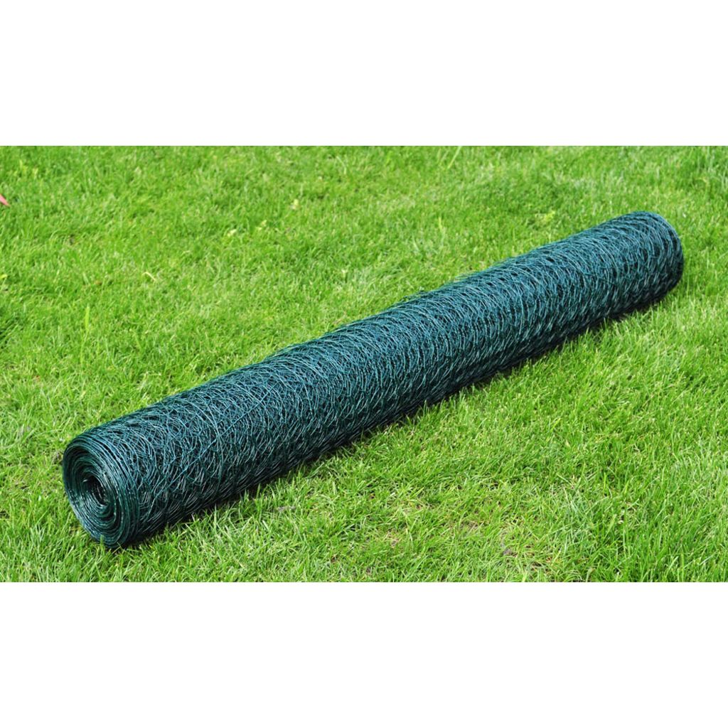 Chicken Wire Fence Galvanised with PVC Coating 25x0.5 m Green- Fence Panels - HomeShopIreland - Home Shop Ireland - Fence Panels - Chicken Wire Fence Galvanised with PVC Coating 25x0.5 m Green