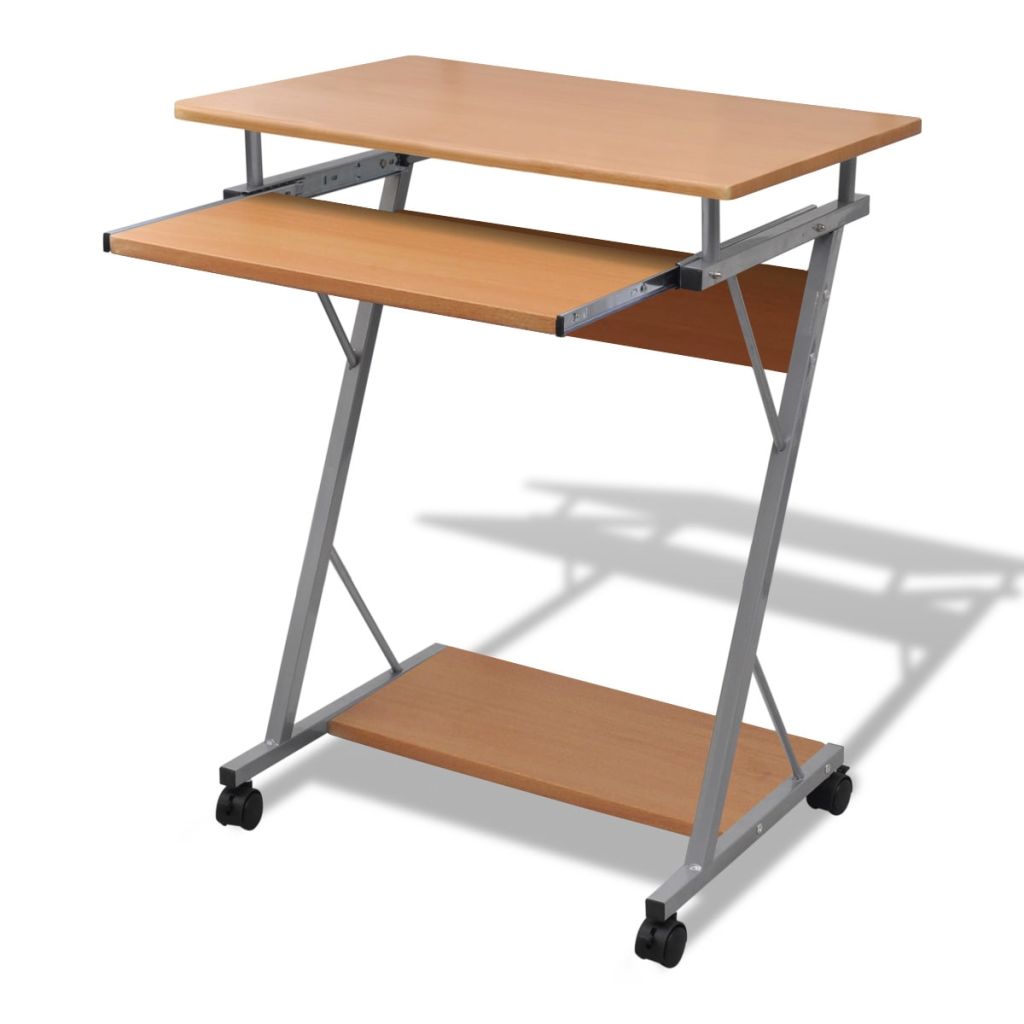 Compact Computer Desk with Pull-out Keyboard Tray Brown- Desks - HomeShopIreland - Home Shop Ireland - Desks - Compact Computer Desk with Pull-out Keyboard Tray Brown