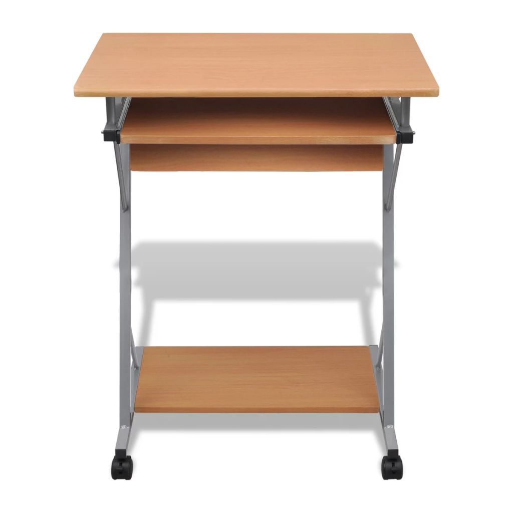 Compact Computer Desk with Pull-out Keyboard Tray Brown- Desks - HomeShopIreland - Home Shop Ireland - Desks - Compact Computer Desk with Pull-out Keyboard Tray Brown