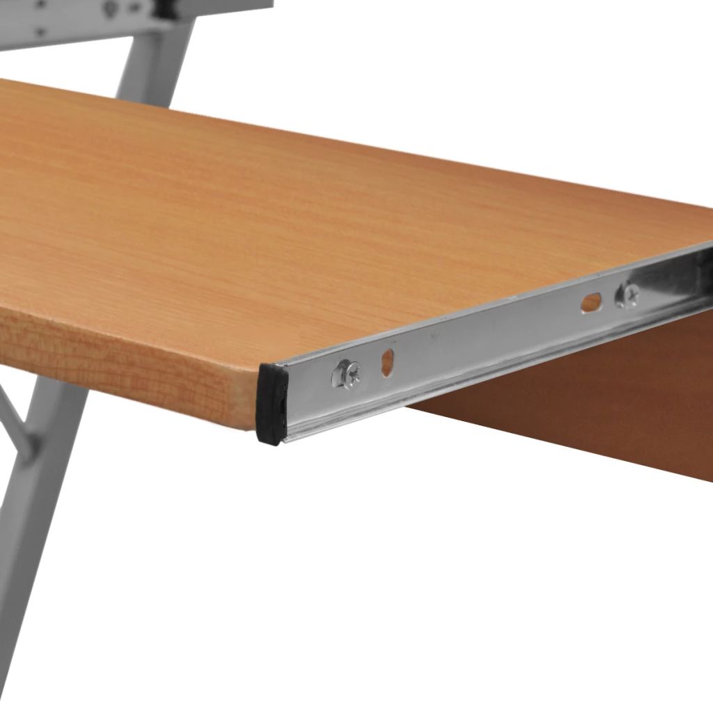Compact Computer Desk with Pull-out Keyboard Tray Brown- Desks - HomeShopIreland - Home Shop Ireland - Desks - Compact Computer Desk with Pull-out Keyboard Tray Brown