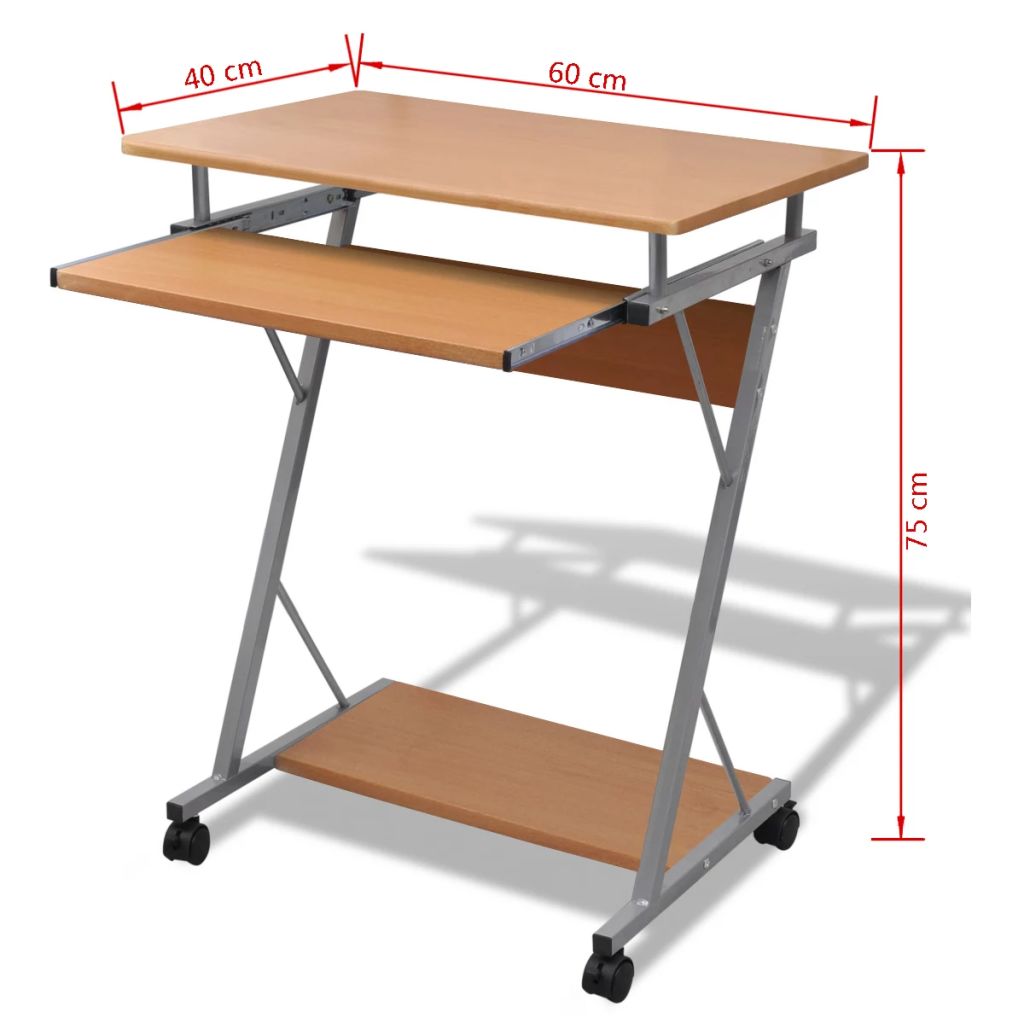 Compact Computer Desk with Pull-out Keyboard Tray Brown- Desks - HomeShopIreland - Home Shop Ireland - Desks - Compact Computer Desk with Pull-out Keyboard Tray Brown