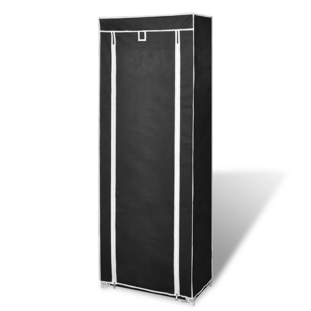 Fabric Shoe Cabinet with Cover 162 x 57 x 29 cm Black- Shoe Racks & Organisers - HomeShopIreland - Home Shop Ireland - Shoe Racks & Organisers - Fabric Shoe Cabinet with Cover 162 x 57 x 29 cm Black