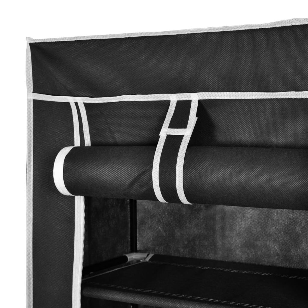 Fabric Shoe Cabinet with Cover 162 x 57 x 29 cm Black- Shoe Racks & Organisers - HomeShopIreland - Home Shop Ireland - Shoe Racks & Organisers - Fabric Shoe Cabinet with Cover 162 x 57 x 29 cm Black