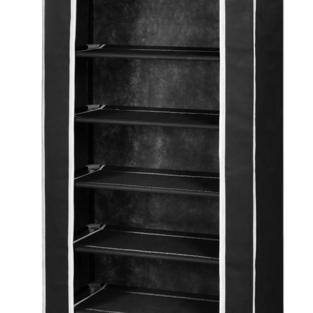 Fabric Shoe Cabinet with Cover 162 x 57 x 29 cm Black- Shoe Racks & Organisers - HomeShopIreland - Home Shop Ireland - Shoe Racks & Organisers - Fabric Shoe Cabinet with Cover 162 x 57 x 29 cm Black