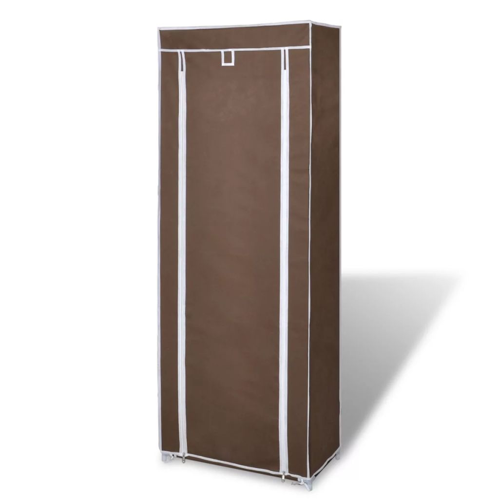 Fabric Shoe Cabinet with Cover 162 x 57 x 29 cm Brown- Shoe Racks & Organisers - HomeShopIreland - Home Shop Ireland - Shoe Racks & Organisers - Fabric Shoe Cabinet with Cover 162 x 57 x 29 cm Brown