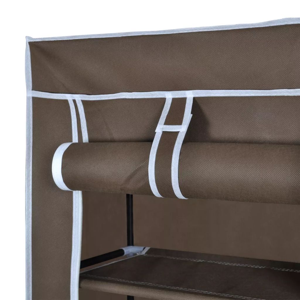 Fabric Shoe Cabinet with Cover 162 x 57 x 29 cm Brown- Shoe Racks & Organisers - HomeShopIreland - Home Shop Ireland - Shoe Racks & Organisers - Fabric Shoe Cabinet with Cover 162 x 57 x 29 cm Brown