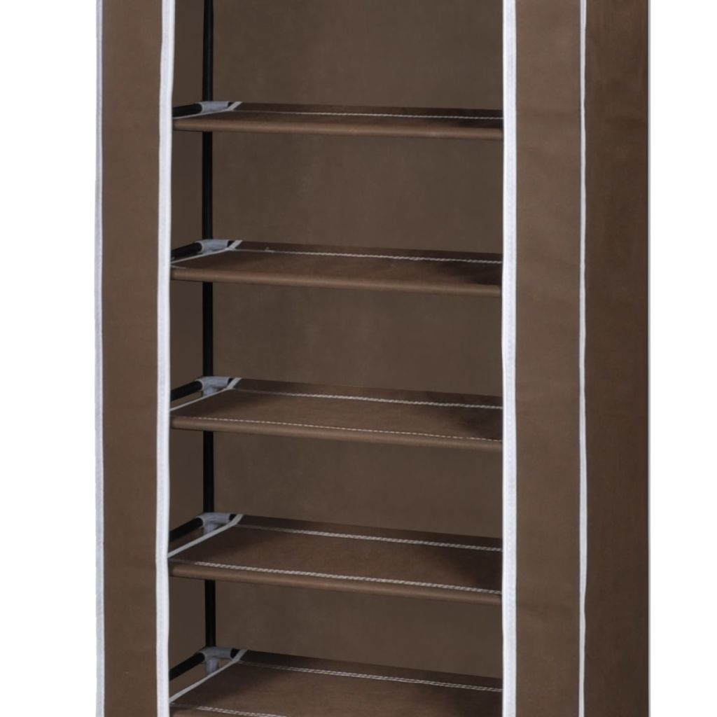Fabric Shoe Cabinet with Cover 162 x 57 x 29 cm Brown- Shoe Racks & Organisers - HomeShopIreland - Home Shop Ireland - Shoe Racks & Organisers - Fabric Shoe Cabinet with Cover 162 x 57 x 29 cm Brown