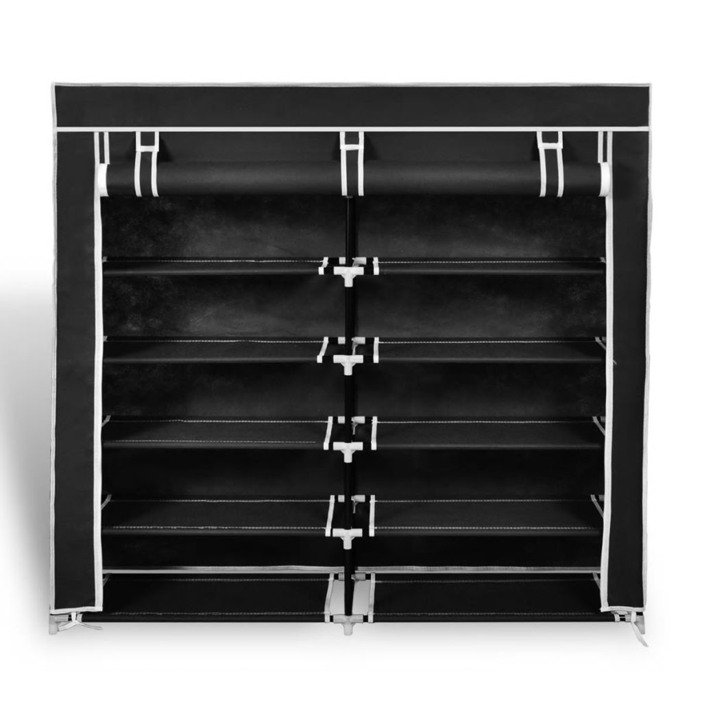 Fabric Shoe Cabinet with Cover 115 x 28 x 110 cm Black- Shoe Racks & Organisers - HomeShopIreland - Home Shop Ireland - Shoe Racks & Organisers - Fabric Shoe Cabinet with Cover 115 x 28 x 110 cm Black