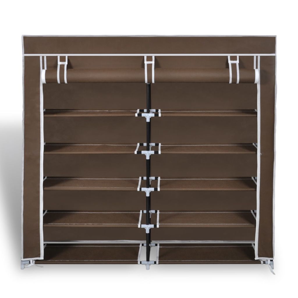 Fabric Shoe Cabinet with Cover 115 x 28 x 110 cm Brown- Shoe Racks & Organisers - HomeShopIreland - Home Shop Ireland - Shoe Racks & Organisers - Fabric Shoe Cabinet with Cover 115 x 28 x 110 cm Brown
