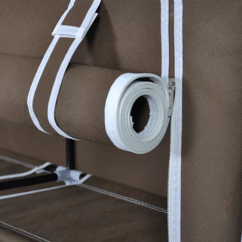 Fabric Shoe Cabinet with Cover 115 x 28 x 110 cm Brown- Shoe Racks & Organisers - HomeShopIreland - Home Shop Ireland - Shoe Racks & Organisers - Fabric Shoe Cabinet with Cover 115 x 28 x 110 cm Brown
