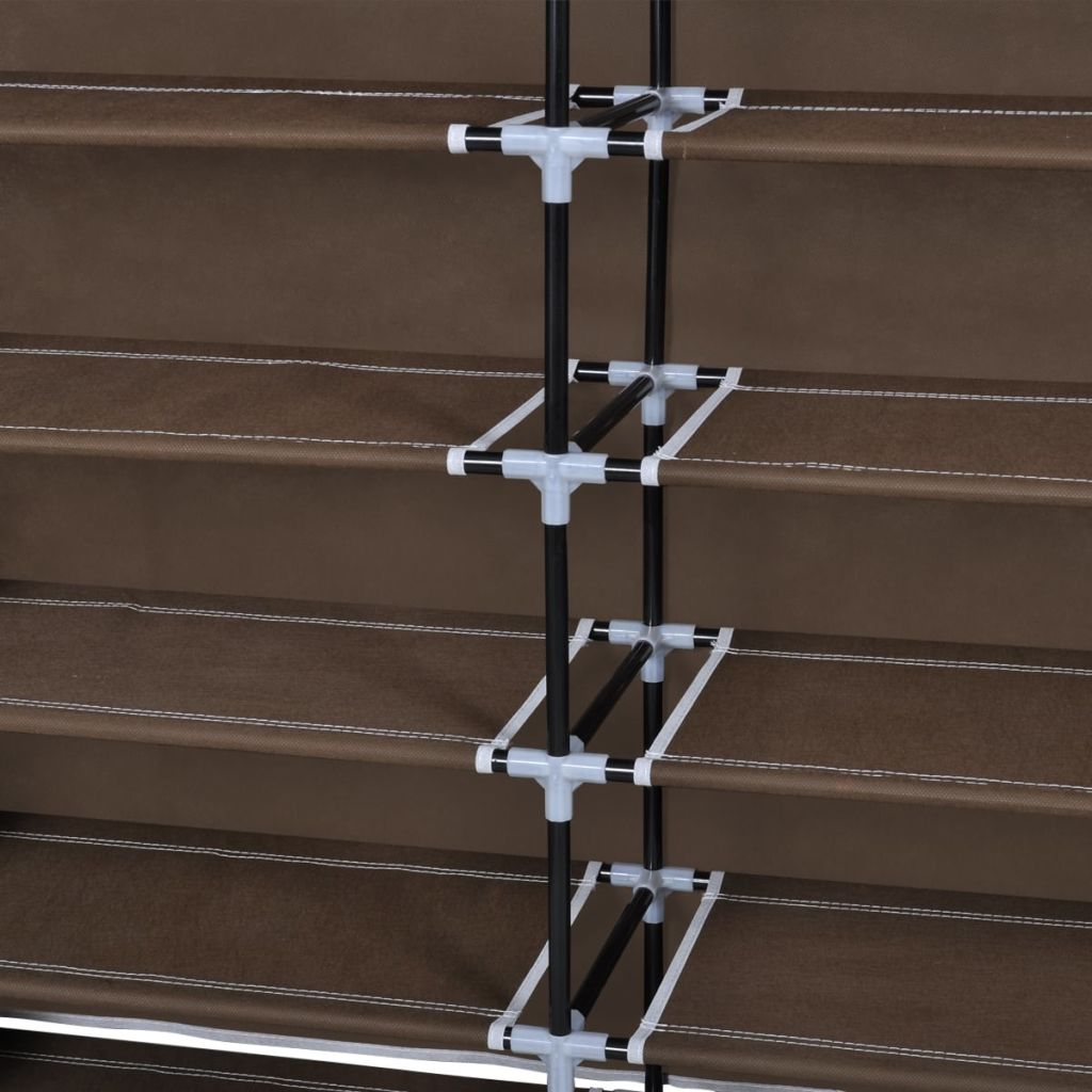 Fabric Shoe Cabinet with Cover 115 x 28 x 110 cm Brown- Shoe Racks & Organisers - HomeShopIreland - Home Shop Ireland - Shoe Racks & Organisers - Fabric Shoe Cabinet with Cover 115 x 28 x 110 cm Brown