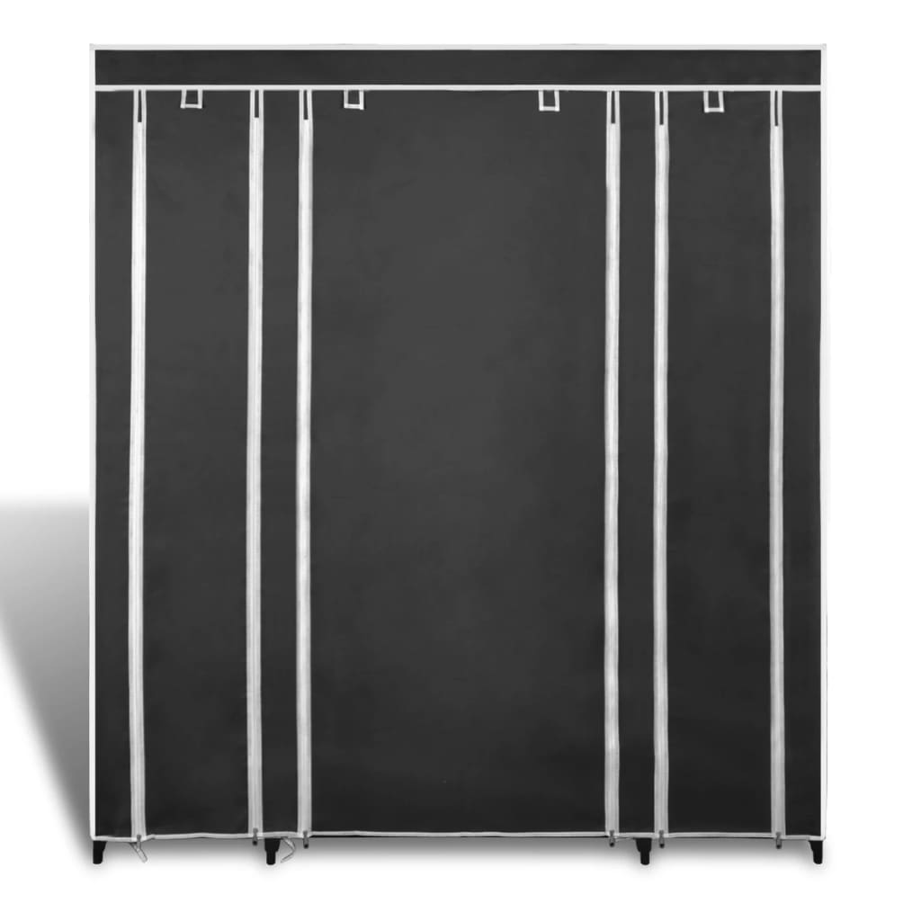 Fabric Wardrobe with Compartments and Rods 45x150x176 cm Black- Cupboards & Wardrobes - HomeShopIreland - Home Shop Ireland - Cupboards & Wardrobes - Fabric Wardrobe with Compartments and Rods 45x150x176 cm Black