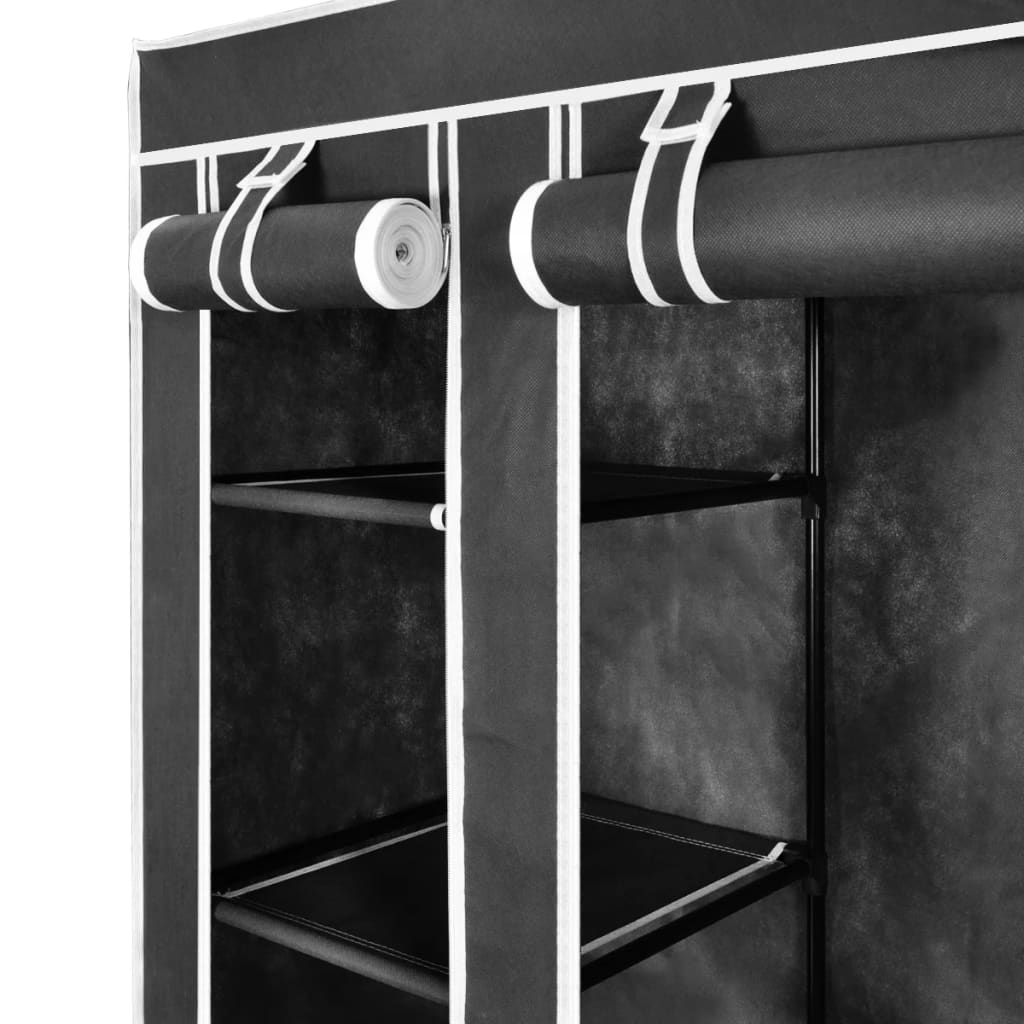 Fabric Wardrobe with Compartments and Rods 45x150x176 cm Black- Cupboards & Wardrobes - HomeShopIreland - Home Shop Ireland - Cupboards & Wardrobes - Fabric Wardrobe with Compartments and Rods 45x150x176 cm Black