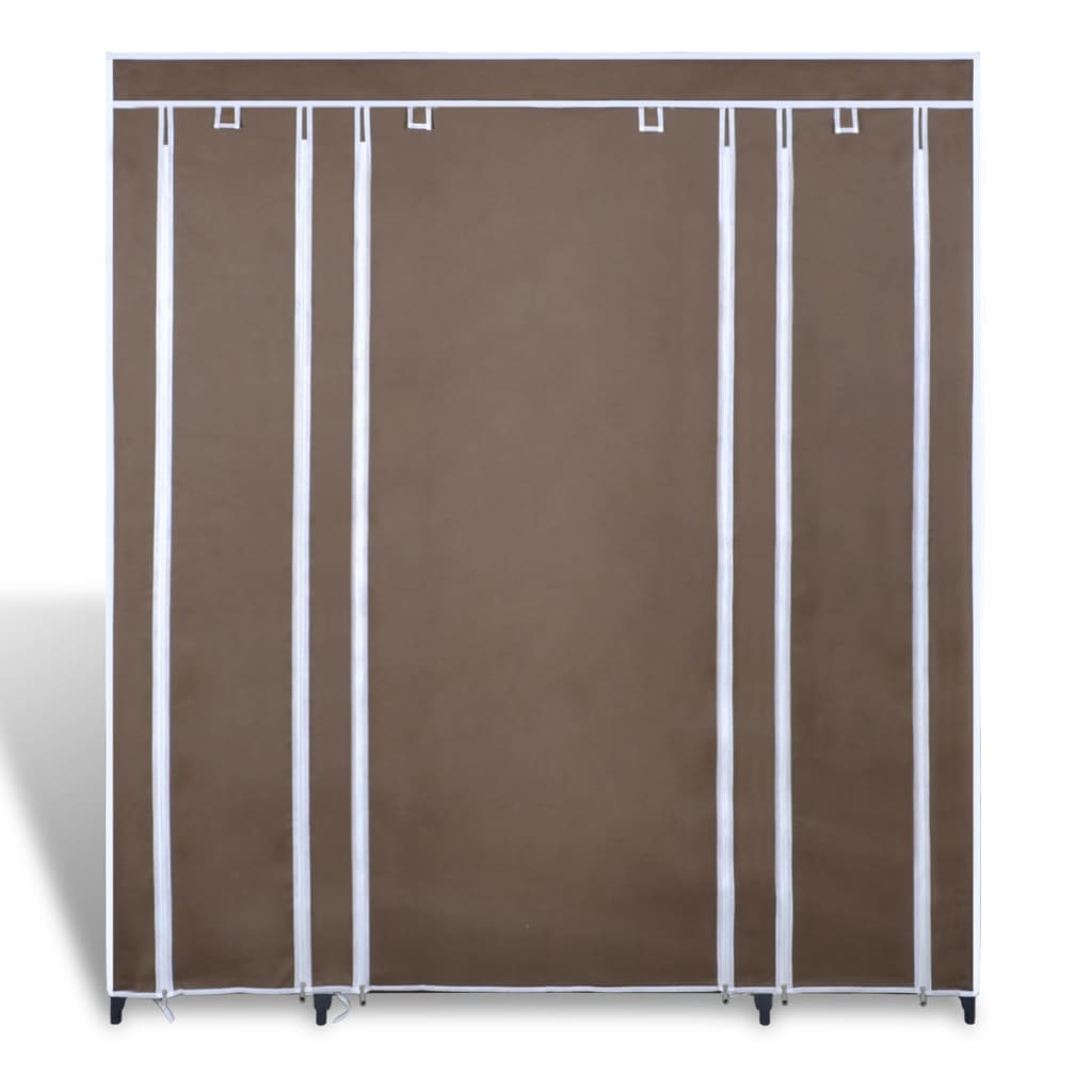 Fabric Wardrobe with Compartments and Rods 45x150x176 cm Brown- Cupboards & Wardrobes - HomeShopIreland - Home Shop Ireland - Cupboards & Wardrobes - Fabric Wardrobe with Compartments and Rods 45x150x176 cm Brown