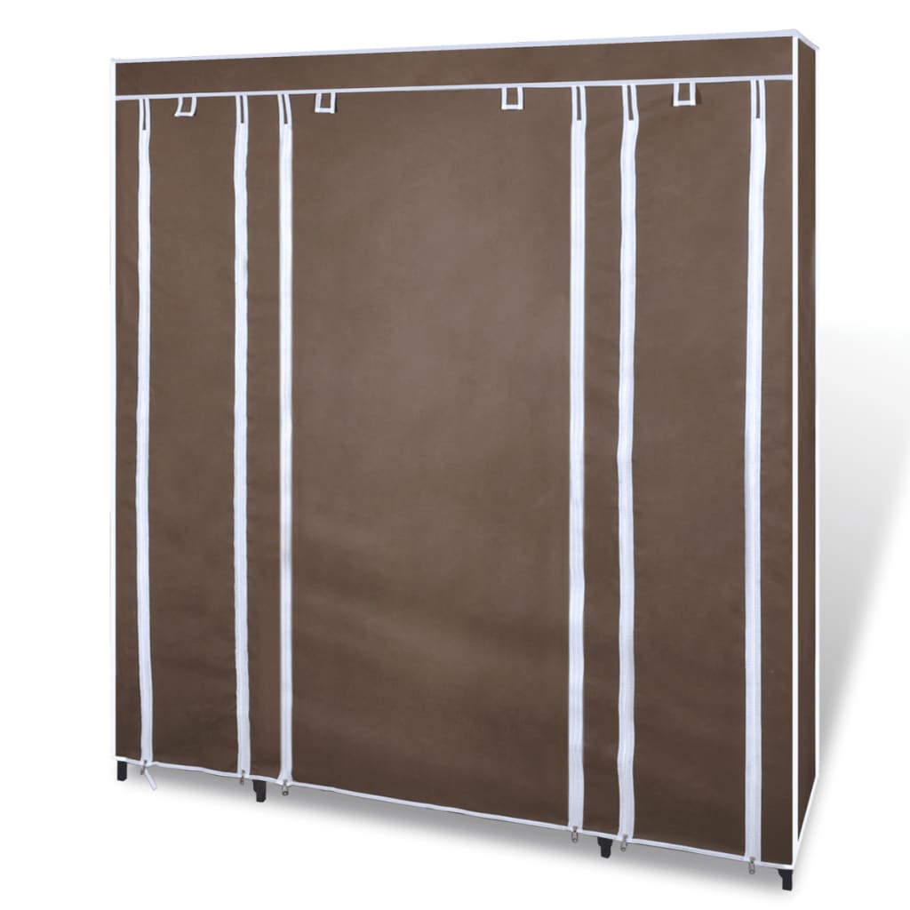 Fabric Wardrobe with Compartments and Rods 45x150x176 cm Brown- Cupboards & Wardrobes - HomeShopIreland - Home Shop Ireland - Cupboards & Wardrobes - Fabric Wardrobe with Compartments and Rods 45x150x176 cm Brown