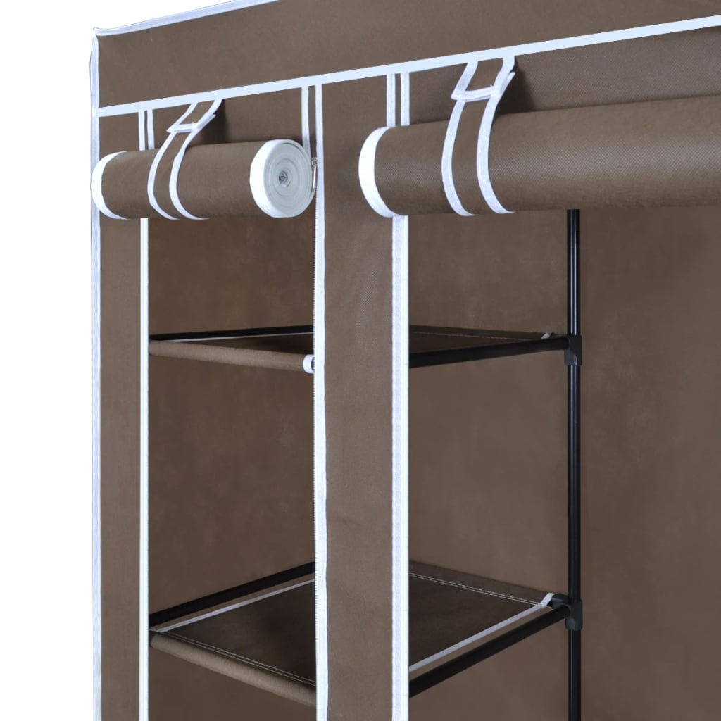 Fabric Wardrobe with Compartments and Rods 45x150x176 cm Brown- Cupboards & Wardrobes - HomeShopIreland - Home Shop Ireland - Cupboards & Wardrobes - Fabric Wardrobe with Compartments and Rods 45x150x176 cm Brown