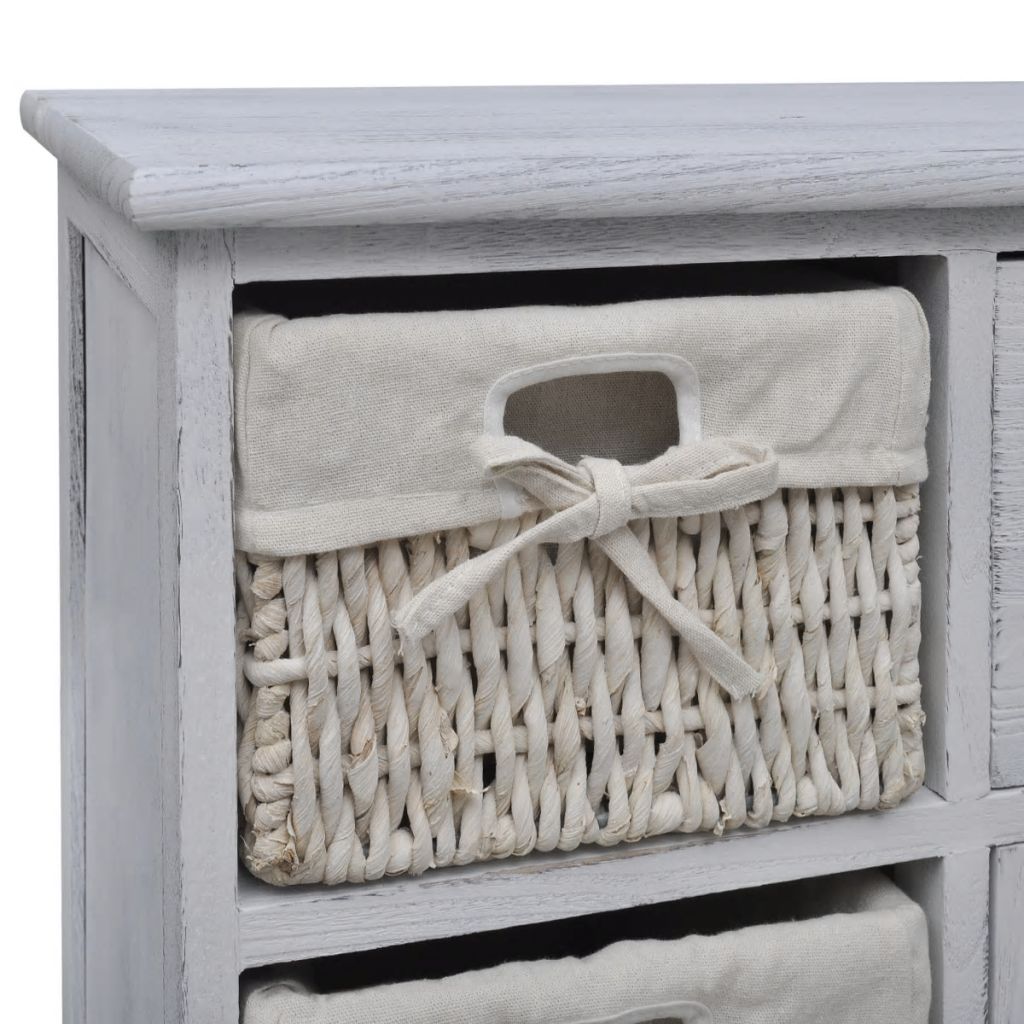 Wooden Cabinet 3 Left Weaving Baskets White- Storage Cabinets & Lockers - HomeShopIreland - Home Shop Ireland - Storage Cabinets & Lockers - Wooden Cabinet 3 Left Weaving Baskets White