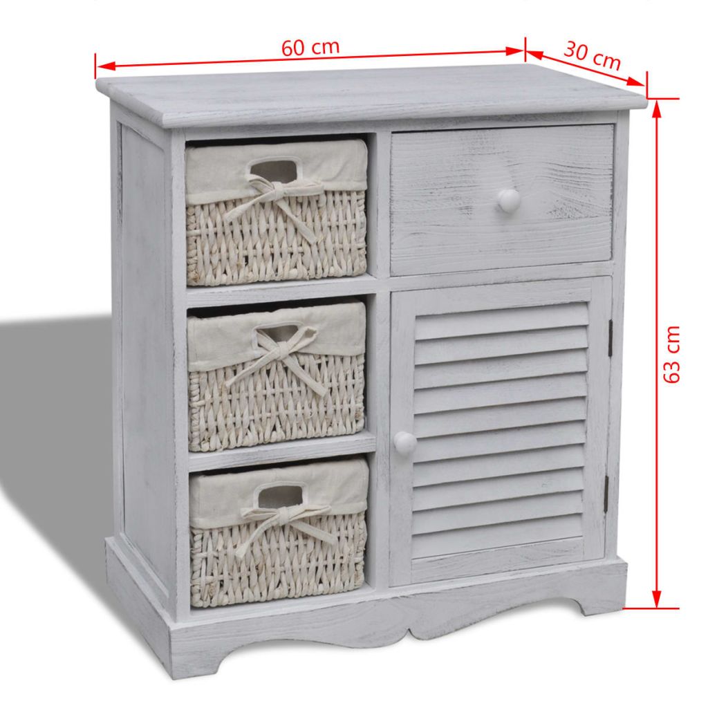 Home Ireland Storage Cabinets Lockers Wooden Cabinet 3 Left Weaving Baskets White 196 95