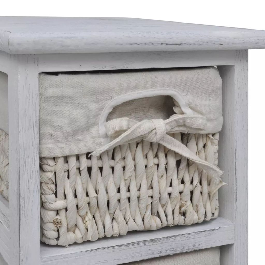 Wooden Storage Rack 5 Weaving Baskets White- Storage Cabinets & Lockers - HomeShopIreland - Home Shop Ireland - Storage Cabinets & Lockers - Wooden Storage Rack 5 Weaving Baskets White