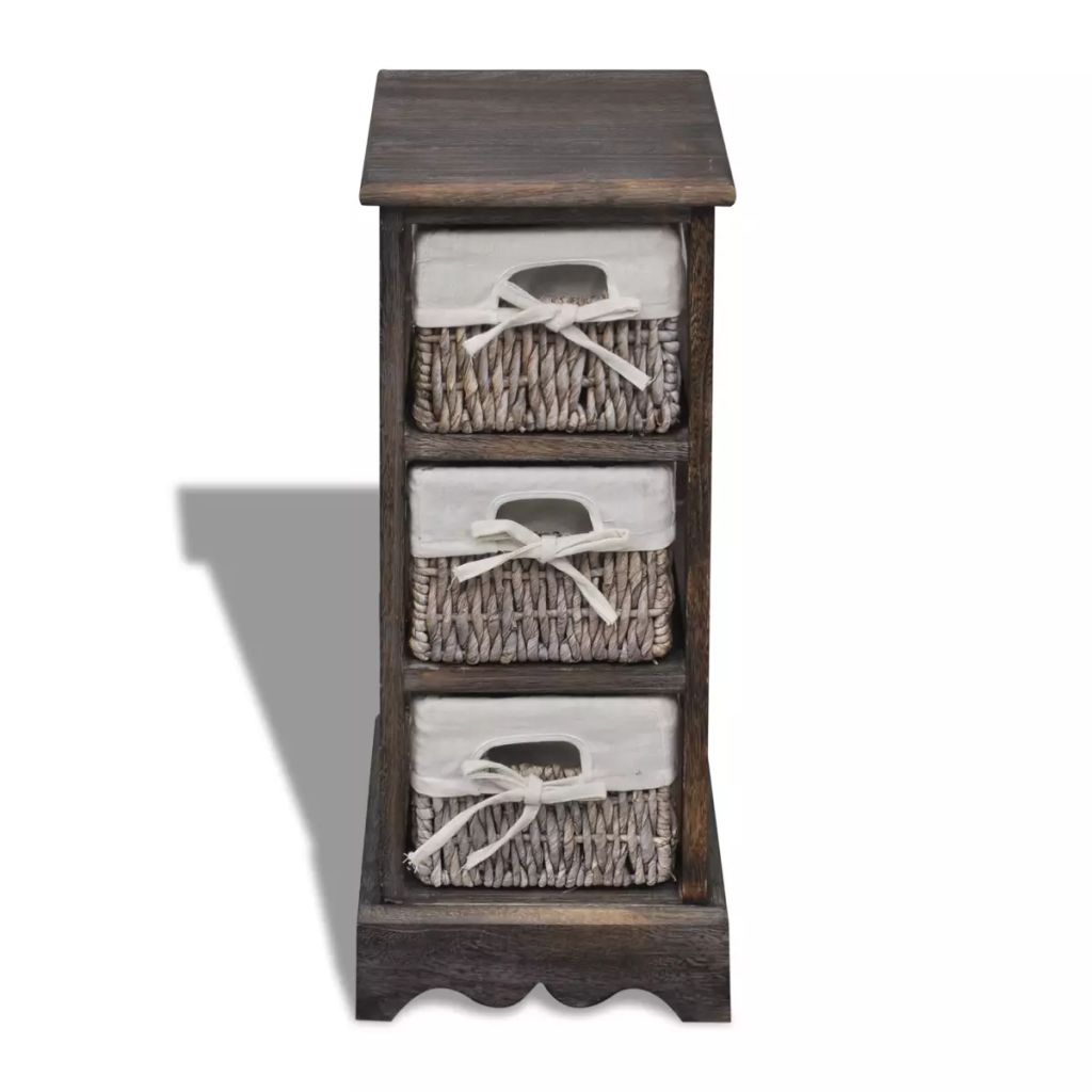 Wooden Storage Rack 3 Weaving Baskets Brown- Storage Cabinets & Lockers - HomeShopIreland - Home Shop Ireland - Storage Cabinets & Lockers - Wooden Storage Rack 3 Weaving Baskets Brown