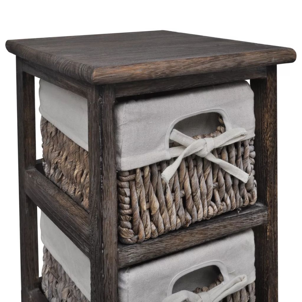 Wooden Storage Rack 3 Weaving Baskets Brown- Storage Cabinets & Lockers - HomeShopIreland - Home Shop Ireland - Storage Cabinets & Lockers - Wooden Storage Rack 3 Weaving Baskets Brown