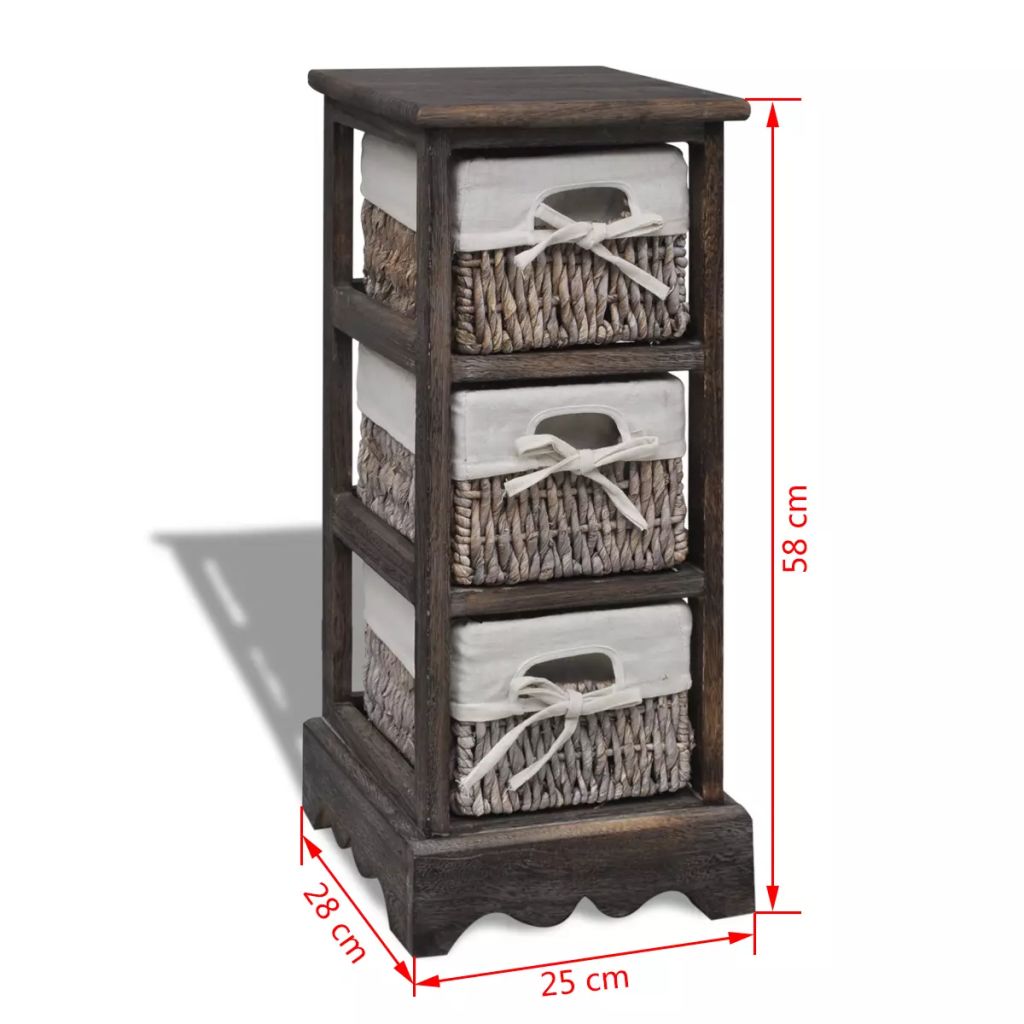 Wooden Storage Rack 3 Weaving Baskets Brown- Storage Cabinets & Lockers - HomeShopIreland - Home Shop Ireland - Storage Cabinets & Lockers - Wooden Storage Rack 3 Weaving Baskets Brown