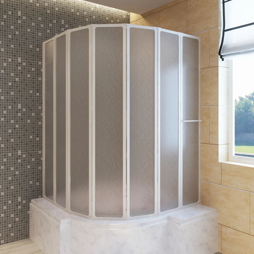 Shower Bath Screen Wall 140 x 168 cm 7 Panels Foldable with Towel Rack- Shower Doors & Enclosures - HomeShopIreland - Home Shop Ireland - Shower Doors & Enclosures - Shower Bath Screen Wall 140 x 168 cm 7 Panels Foldable with Towel Rack