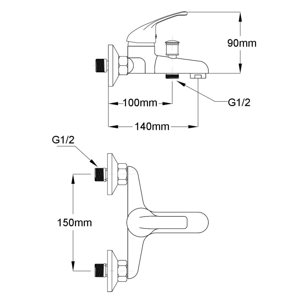 Bath Shower Mixer Tap Kit Chrome- Taps - HomeShopIreland - Home Shop Ireland - Taps - Bath Shower Mixer Tap Kit Chrome