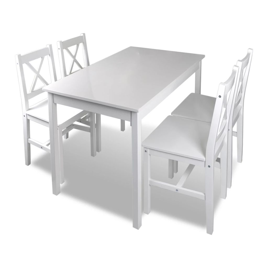 5 Piece Dining Set White- Kitchen & Dining Furniture Sets - HomeShopIreland - Home Shop Ireland - Kitchen & Dining Furniture Sets - 5 Piece Dining Set White