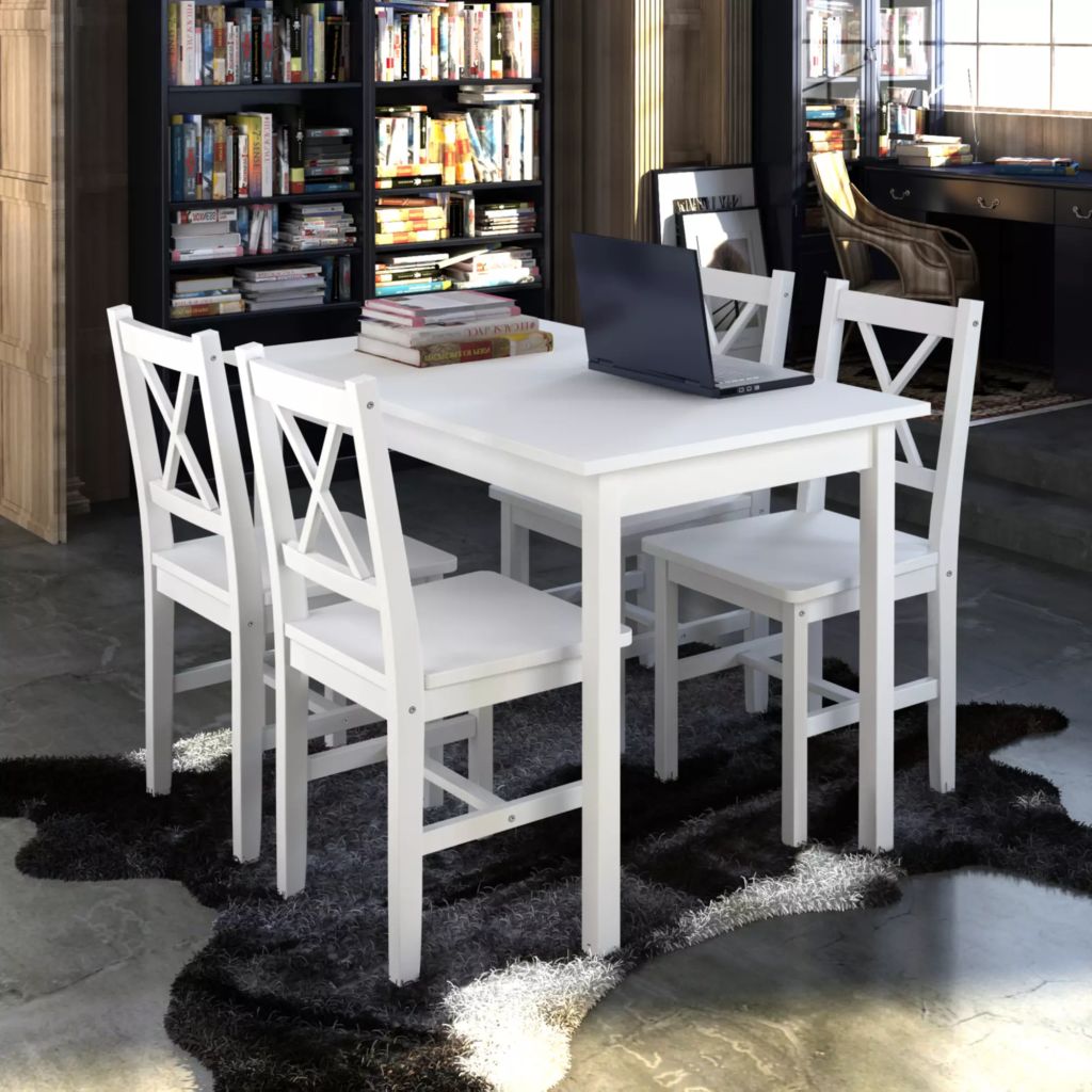5 Piece Dining Set White- Kitchen & Dining Furniture Sets - HomeShopIreland - Home Shop Ireland - Kitchen & Dining Furniture Sets - 5 Piece Dining Set White