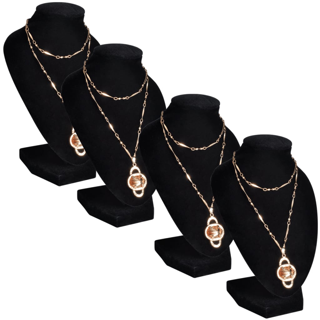 Flannel Jewelry Holder Necklace Bust Black 9 x 8.5 x 15 cm 4 pcs- Jewellery Holders - HomeShopIreland - Home Shop Ireland - Jewellery Holders - Flannel Jewelry Holder Necklace Bust Black 9 x 8.5 x 15 cm 4 pcs