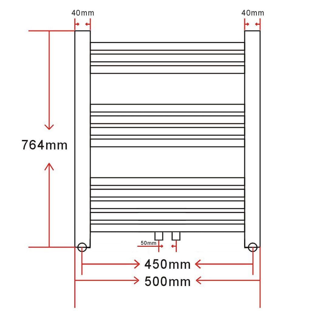 Bathroom Central Heating Towel Rail Radiator Straight 500 x 764 mm- Heating Radiators - HomeShopIreland - Home Shop Ireland - Heating Radiators - Bathroom Central Heating Towel Rail Radiator Straight 500 x 764 mm