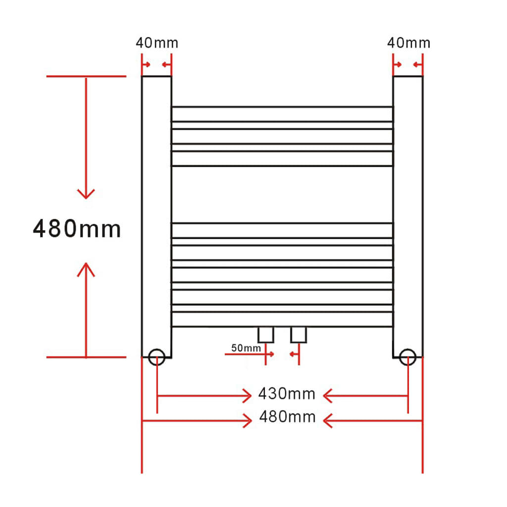 Bathroom Radiator Central Heating Towel Rail Curve 480 x 480 mm- Heating Radiators - HomeShopIreland - Home Shop Ireland - Heating Radiators - Bathroom Radiator Central Heating Towel Rail Curve 480 x 480 mm