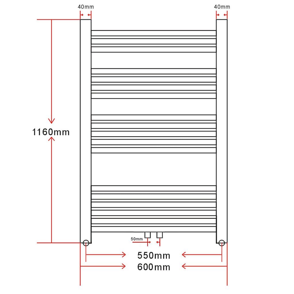 Bathroom Radiator Central Heating Towel Rail Curve 600 x 1160 mm- Heating Radiators - HomeShopIreland - Home Shop Ireland - Heating Radiators - Bathroom Radiator Central Heating Towel Rail Curve 600 x 1160 mm