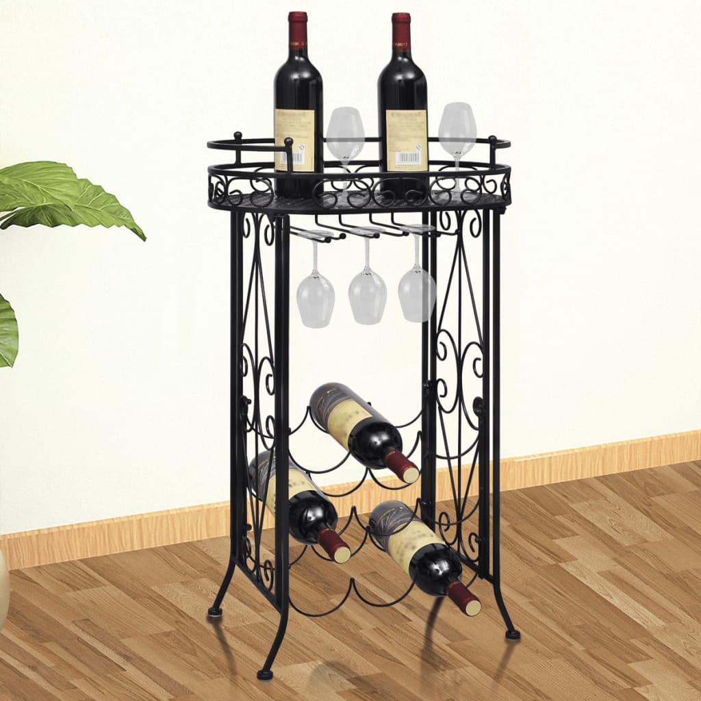 Wine Rack with Glass Holder for 9 Bottles Metal- Wine Racks - HomeShopIreland - Home Shop Ireland - Wine Racks - Wine Rack with Glass Holder for 9 Bottles Metal