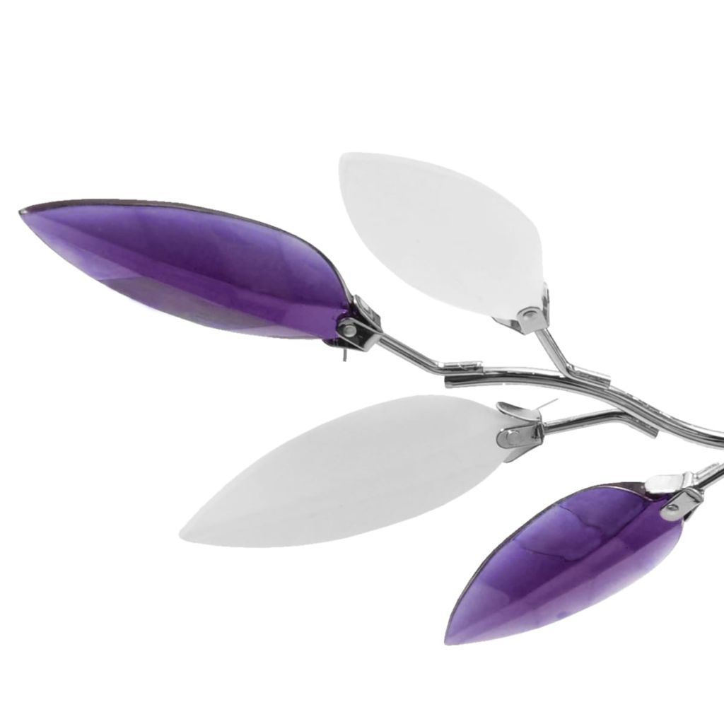 Ceiling Lamp White & Purple Acrylic Crystal Leaf Arms 3 E14 Bulbs- Ceiling Light Fixtures - HomeShopIreland - Home Shop Ireland - Ceiling Light Fixtures - Ceiling Lamp White & Purple Acrylic Crystal Leaf Arms 3 E14 Bulbs