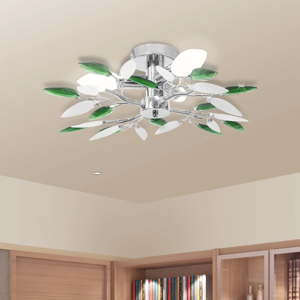 Ceiling Lamp Acrylic Crystal Leaf Arms 3 E14 Bulbs- Ceiling Light Fixtures - HomeShopIreland - Home Shop Ireland - Ceiling Light Fixtures - Ceiling Lamp Acrylic Crystal Leaf Arms 3 E14 Bulbs