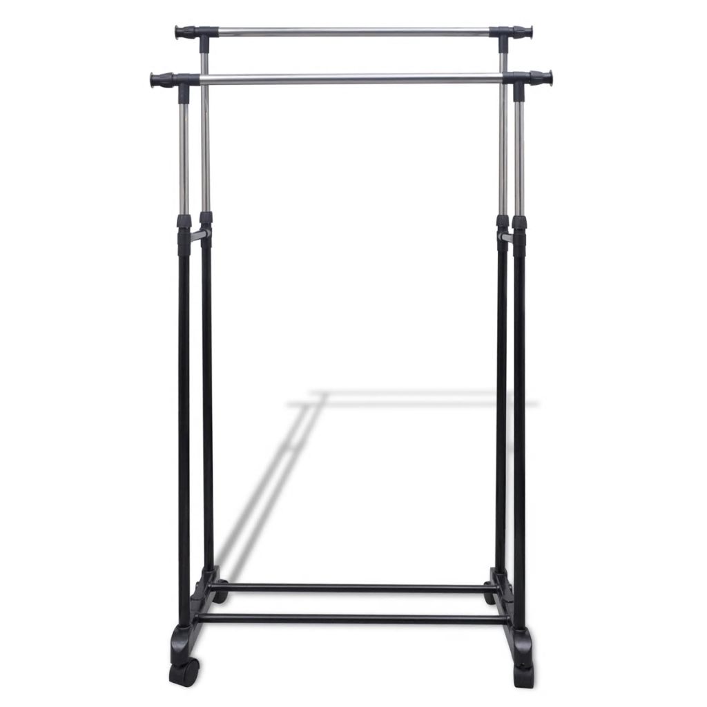 Adjustable Clothes Rack 4 Castors 2 Hanging Rails- Closet Organisers & Garment Racks - HomeShopIreland - Home Shop Ireland - Closet Organisers & Garment Racks - Adjustable Clothes Rack 4 Castors 2 Hanging Rails