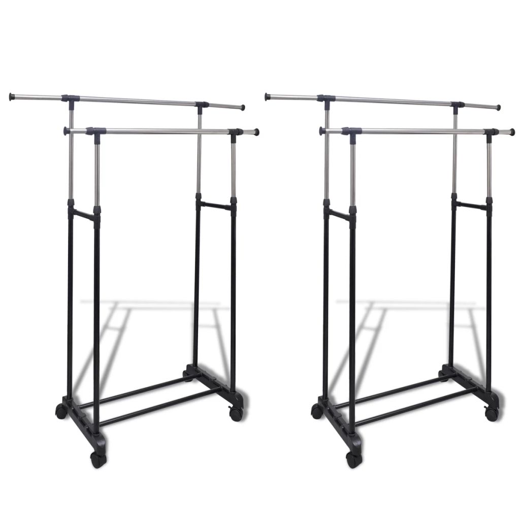 Adjustable Clothes Racks 2 pcs 2 Hanging Rails- Closet Organisers & Garment Racks - HomeShopIreland - Home Shop Ireland - Closet Organisers & Garment Racks - Adjustable Clothes Racks 2 pcs 2 Hanging Rails