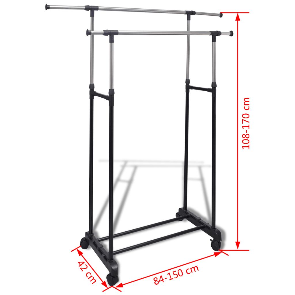 Adjustable Clothes Racks 2 pcs 2 Hanging Rails- Closet Organisers & Garment Racks - HomeShopIreland - Home Shop Ireland - Closet Organisers & Garment Racks - Adjustable Clothes Racks 2 pcs 2 Hanging Rails