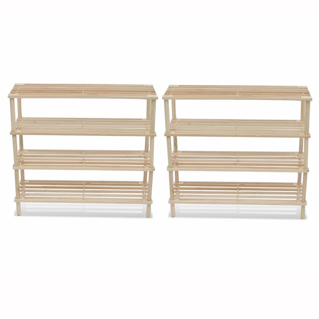 4-Tier Shoe Racks 2 pcs Solid Fir Wood- Shoe Racks & Organisers - HomeShopIreland - Home Shop Ireland - Shoe Racks & Organisers - 4-Tier Shoe Racks 2 pcs Solid Fir Wood