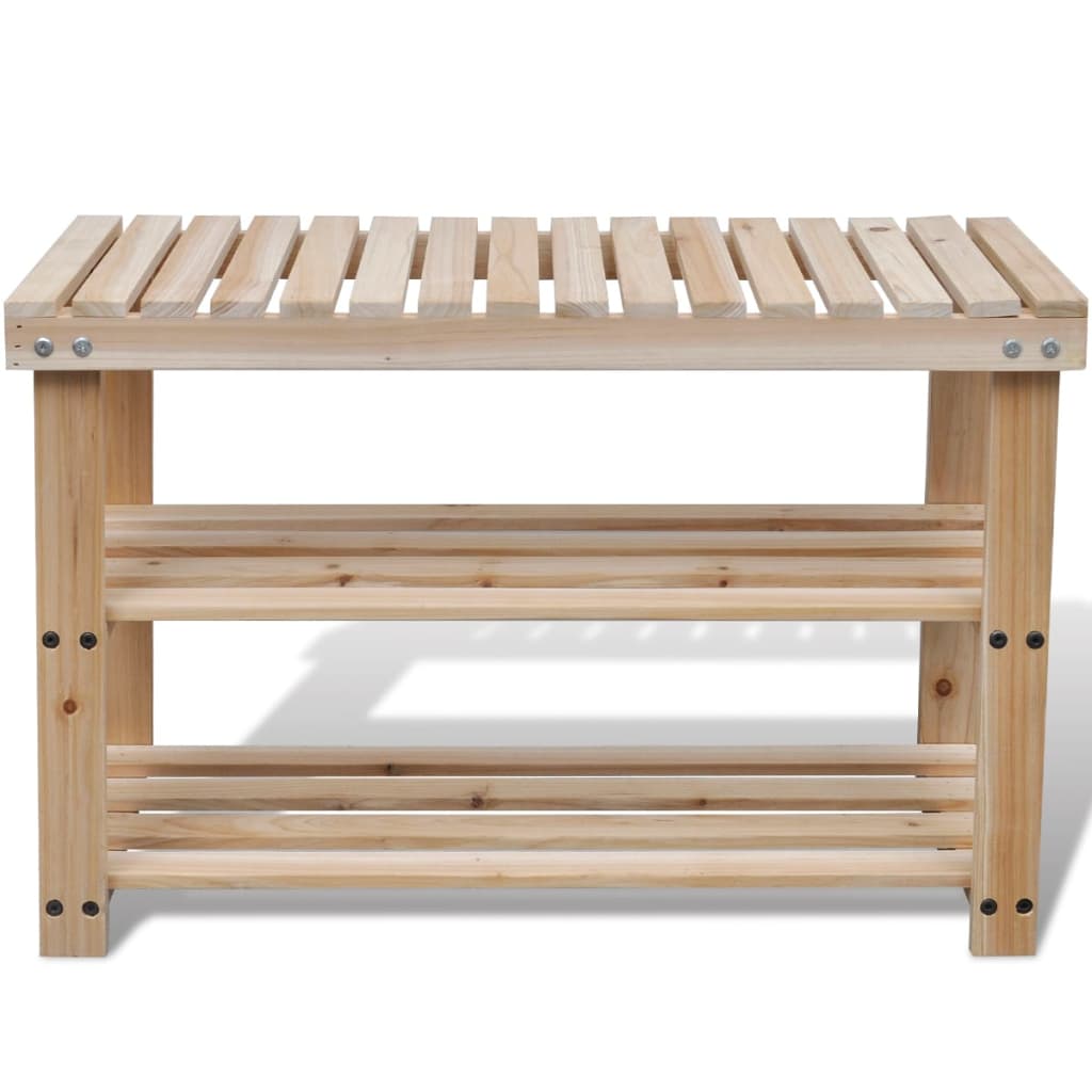 2-in-1 Shoe Rack with Bench Top Solid Fir Wood- Shoe Racks & Organisers - HomeShopIreland - Home Shop Ireland - Shoe Racks & Organisers - 2-in-1 Shoe Rack with Bench Top Solid Fir Wood
